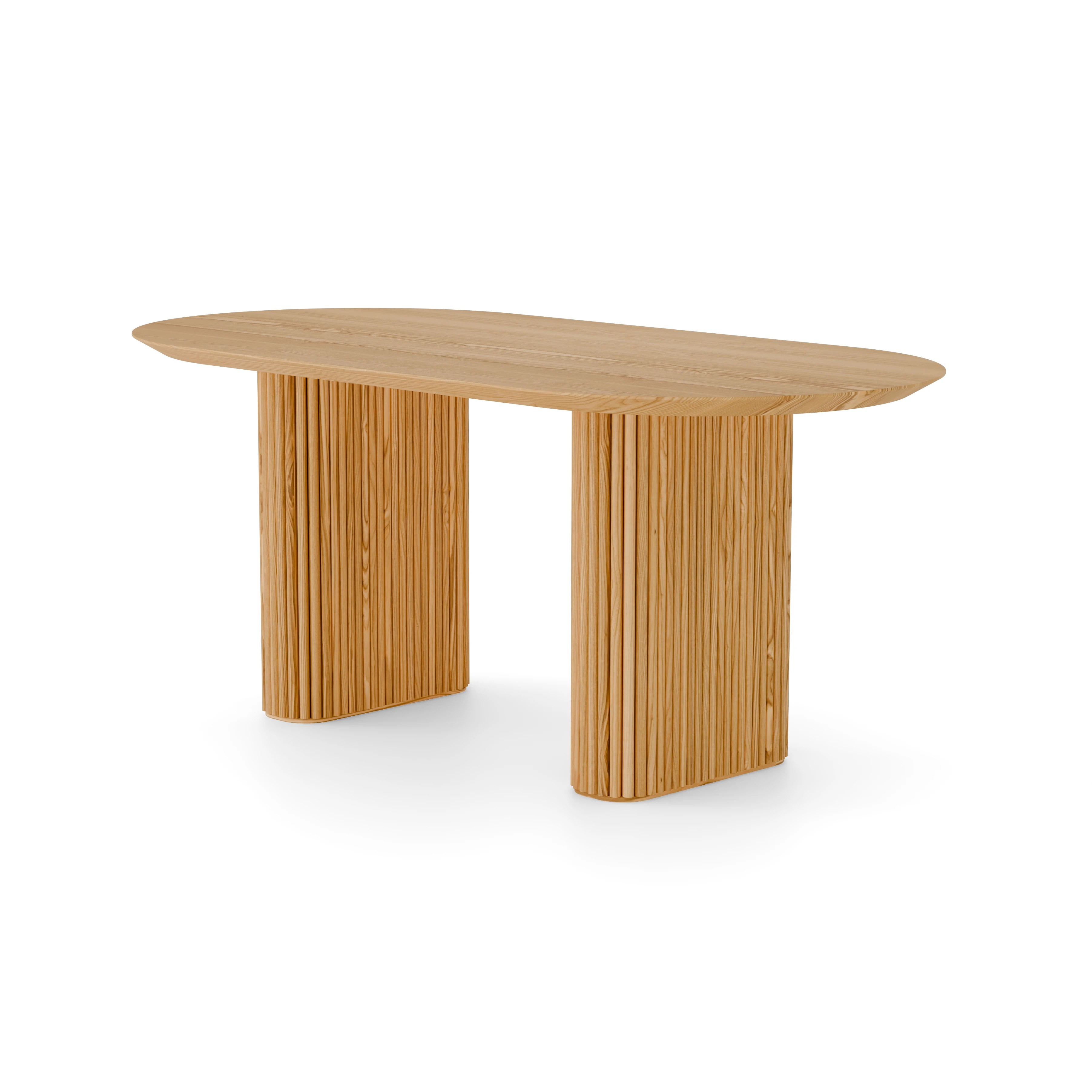 Brooklyn Dining Table front view in Olive Ash – solid wood oval dining table
