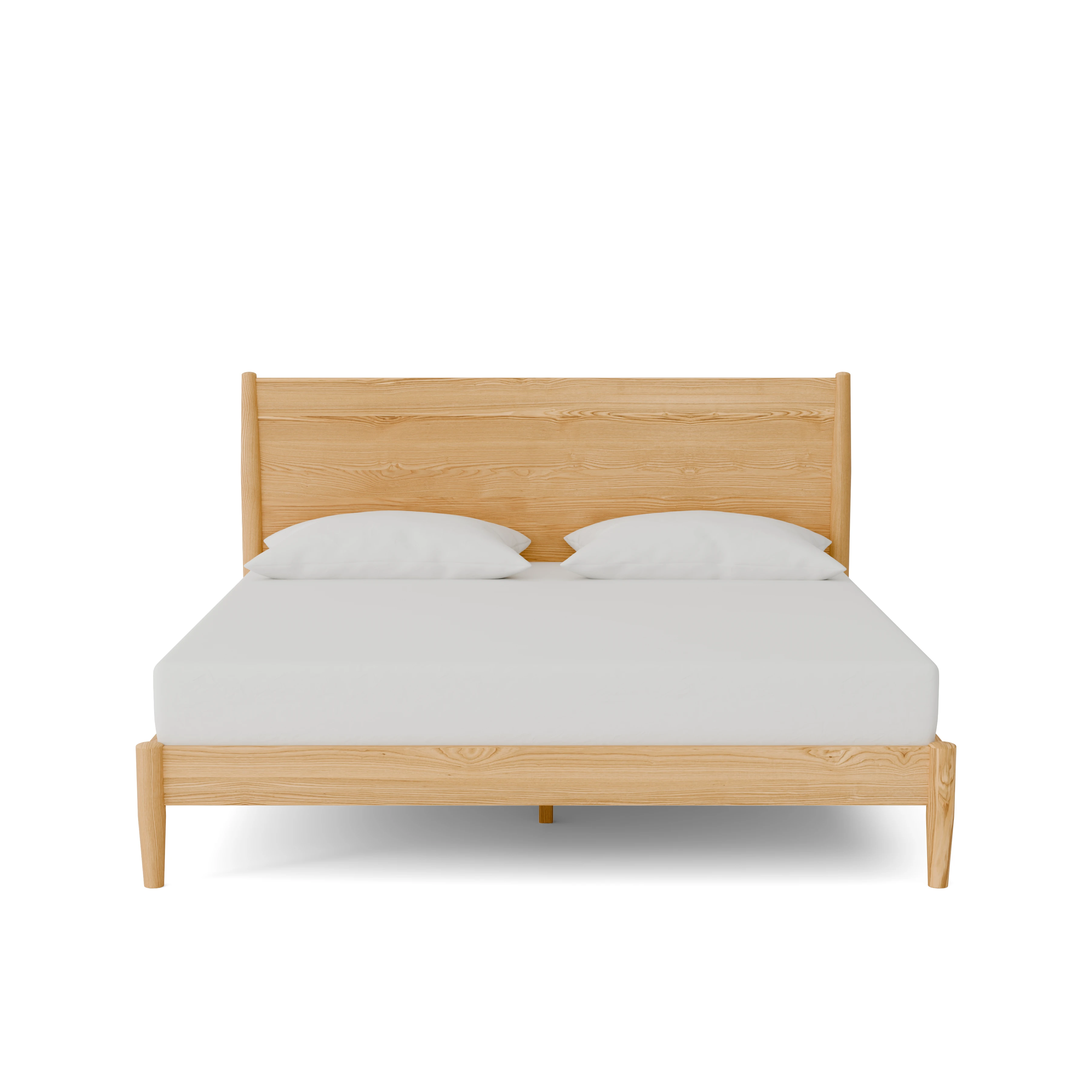 Freedom Bed front view in Olive Ash, King size – solid wood mid-century modern platform bed