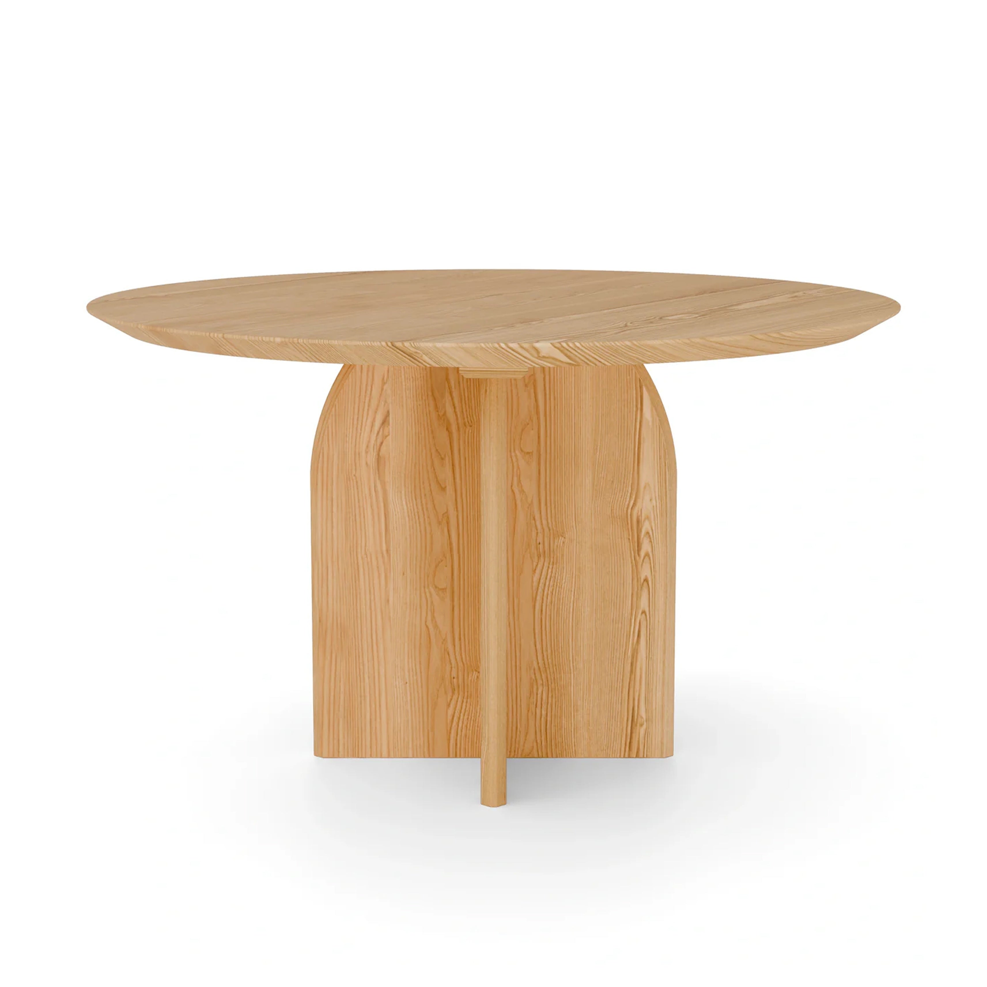 Quebec Round Dining Table 52" in Olive Ash – front view of solid wood round dining table