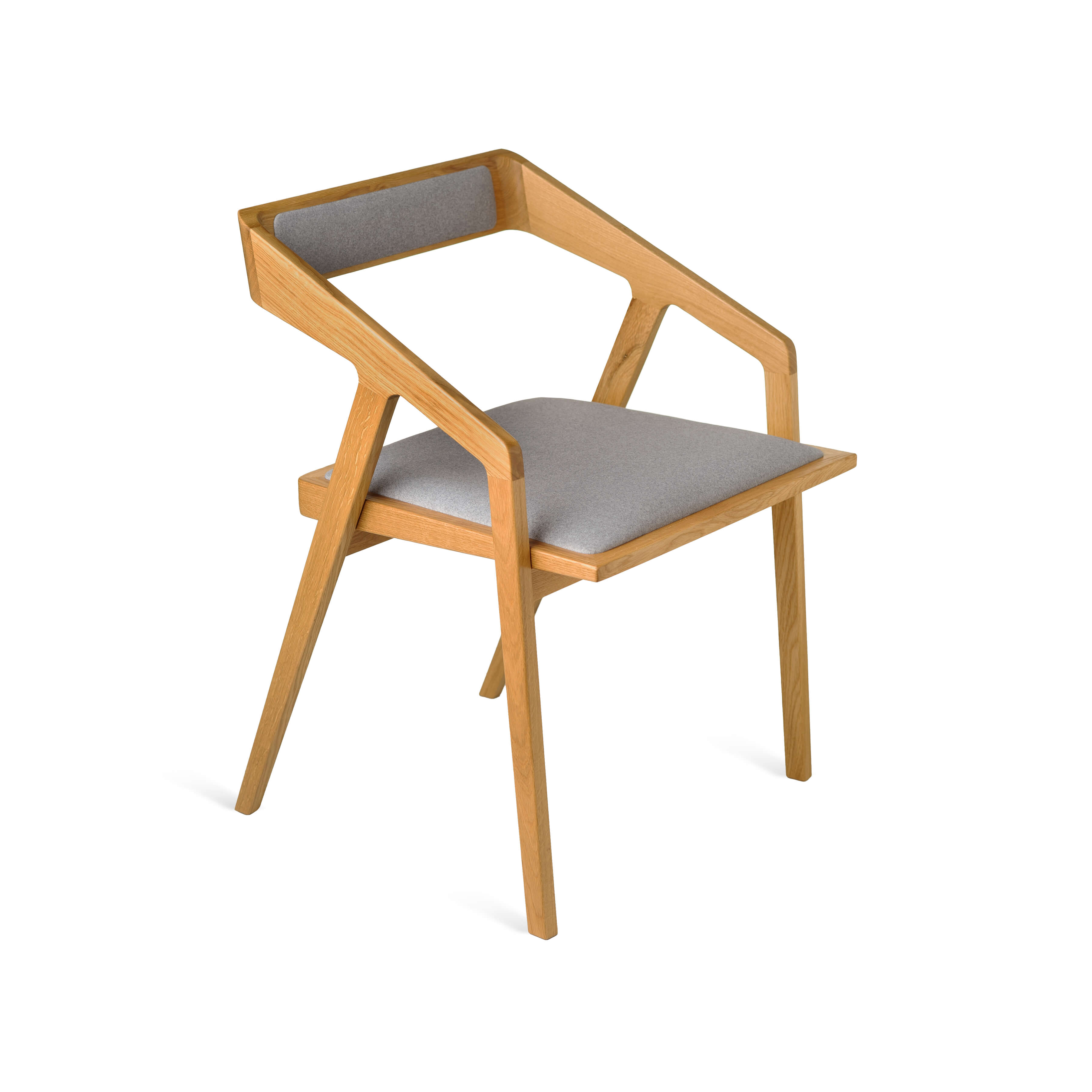 Greenwich Dining Chair in Natural Oak with beige upholstery – front angle