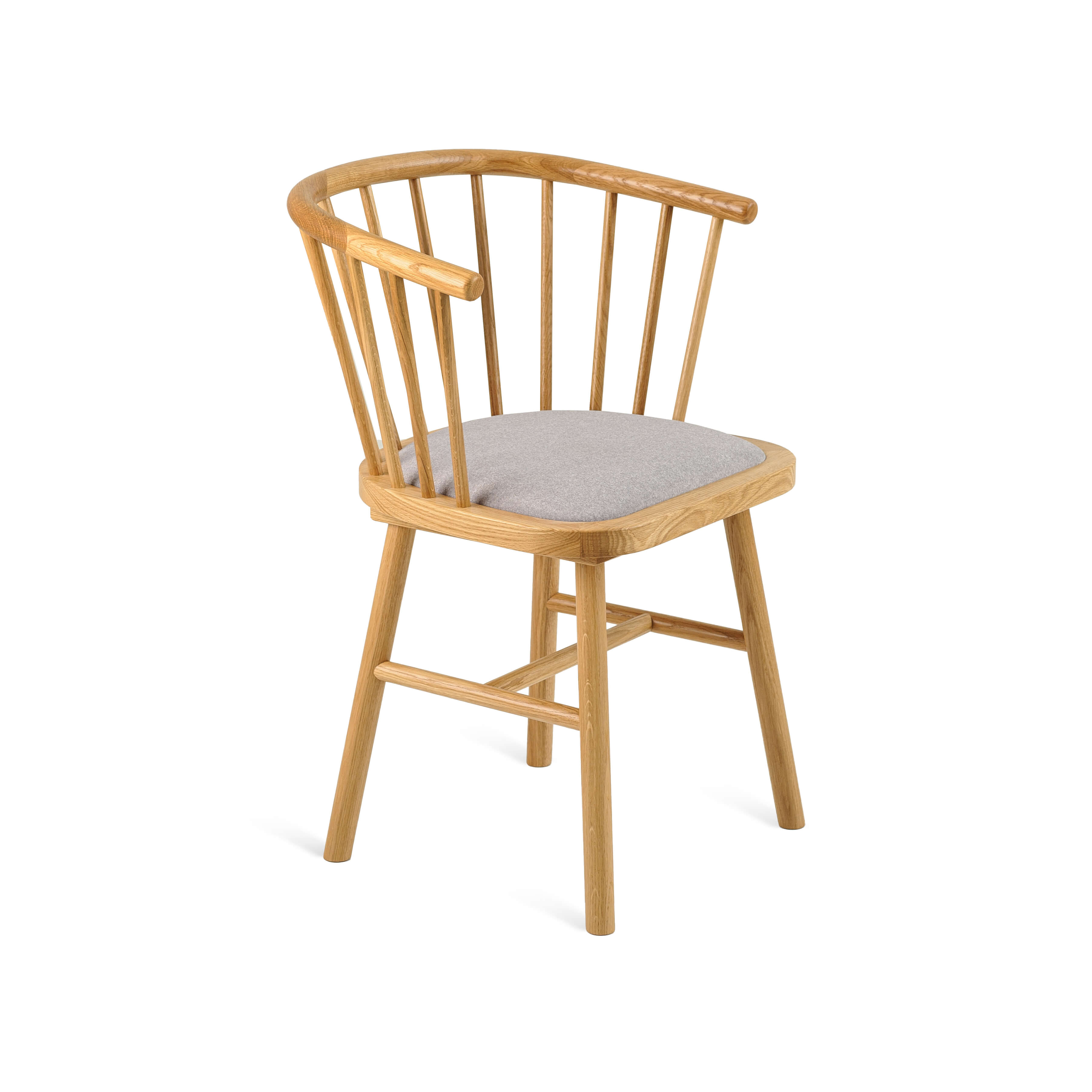 Natural Oak Skandi Dining Chair with grey upholstery
