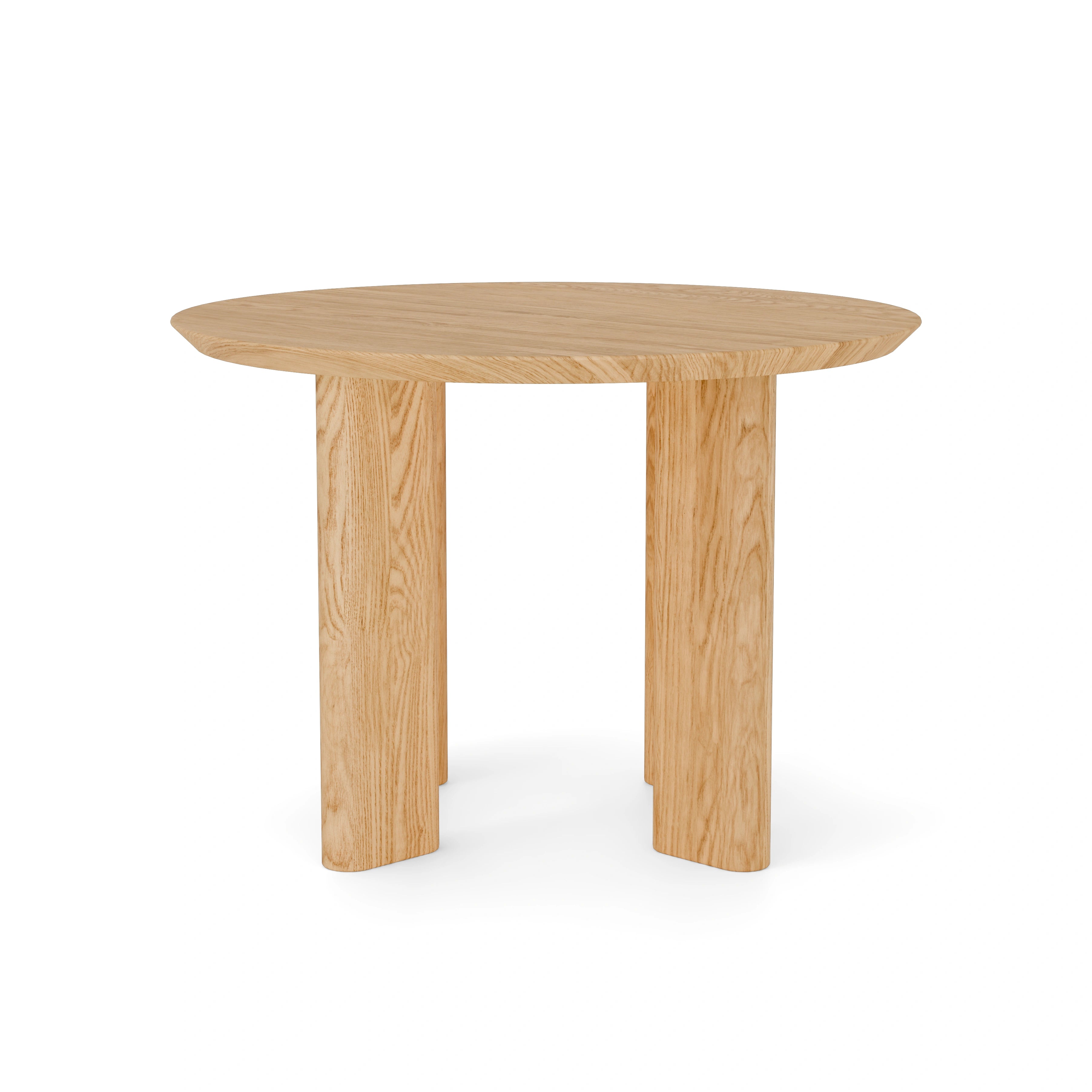 Coin Round Dining Table in olive ash solid wood 44'' – front view by Verdant Furniture