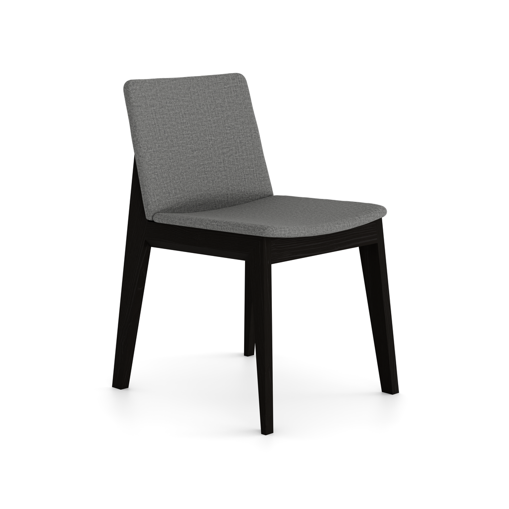 Black chair showing slim legs and charcoal seat