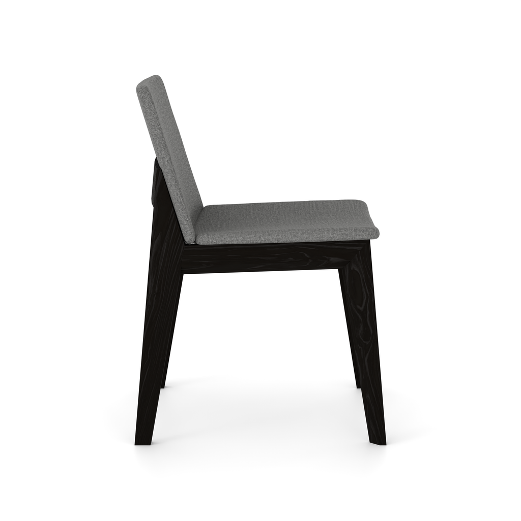 Side view – matte black frame and dark upholstery contrast