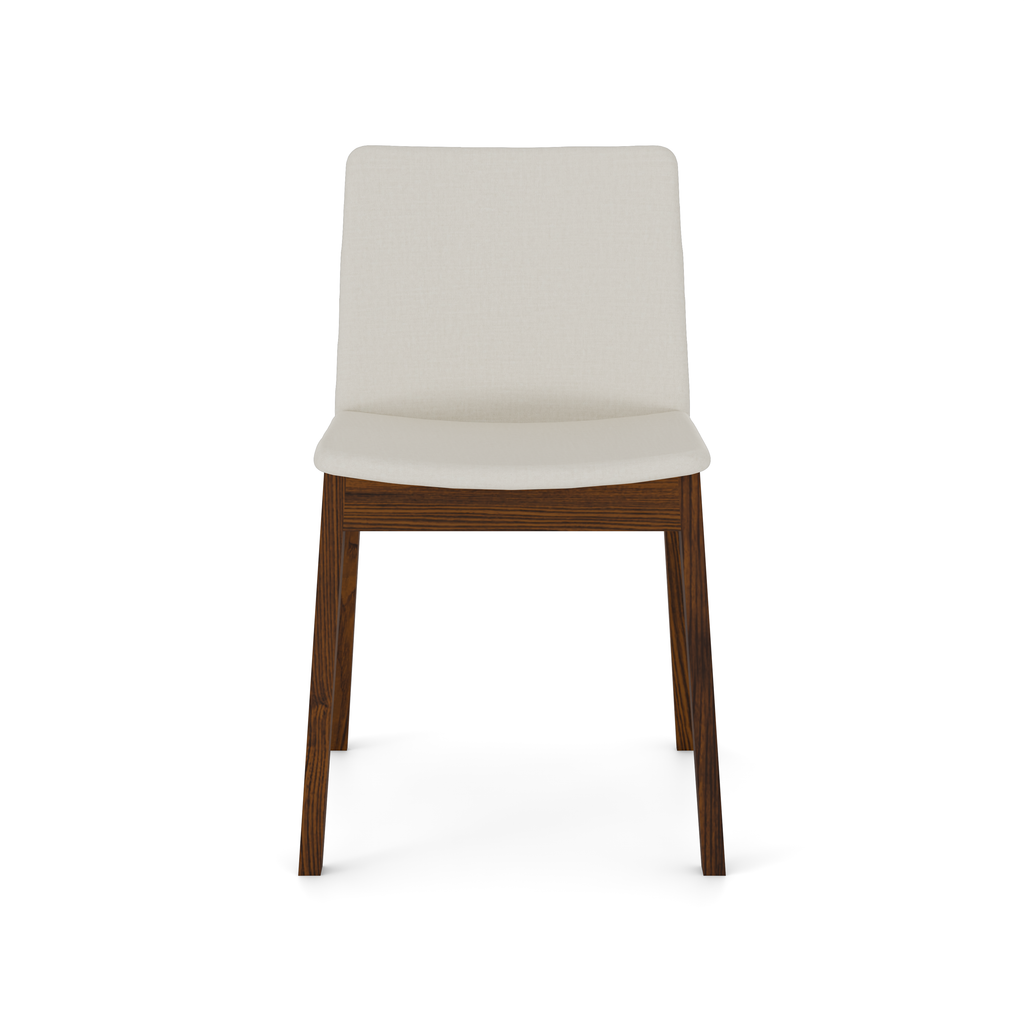 Front angle – walnut chair, beige fabric and rich tone