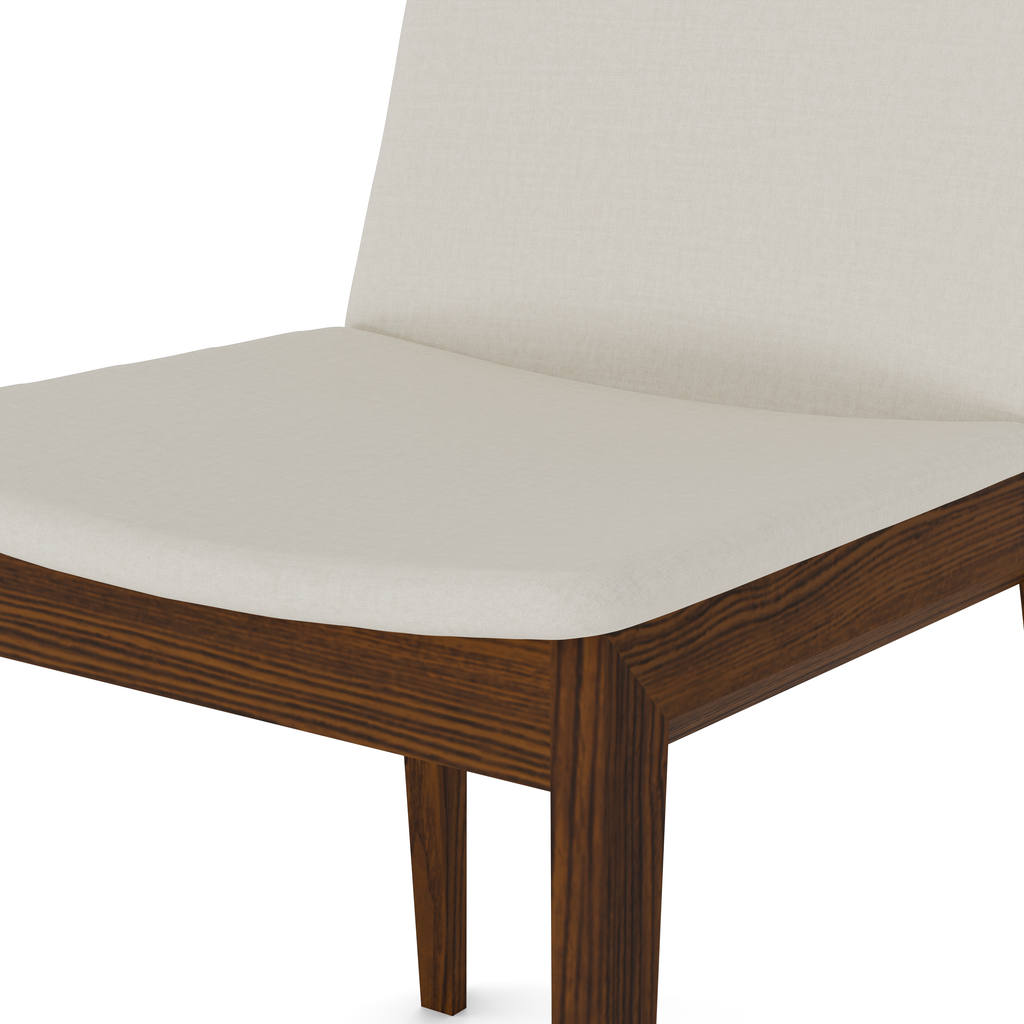 Walnut chair close-up – joinery and fabric texture