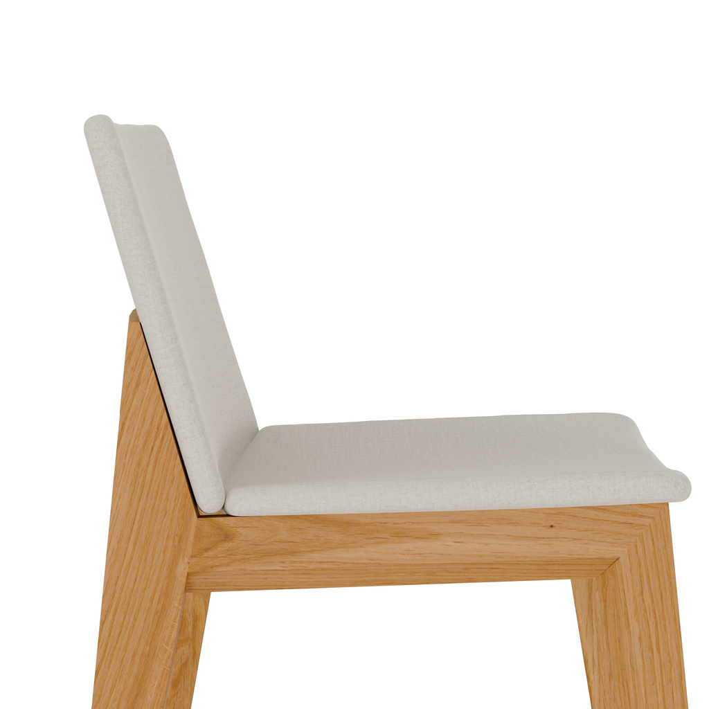 Modern Natural Oak chair with soft grey upholstery