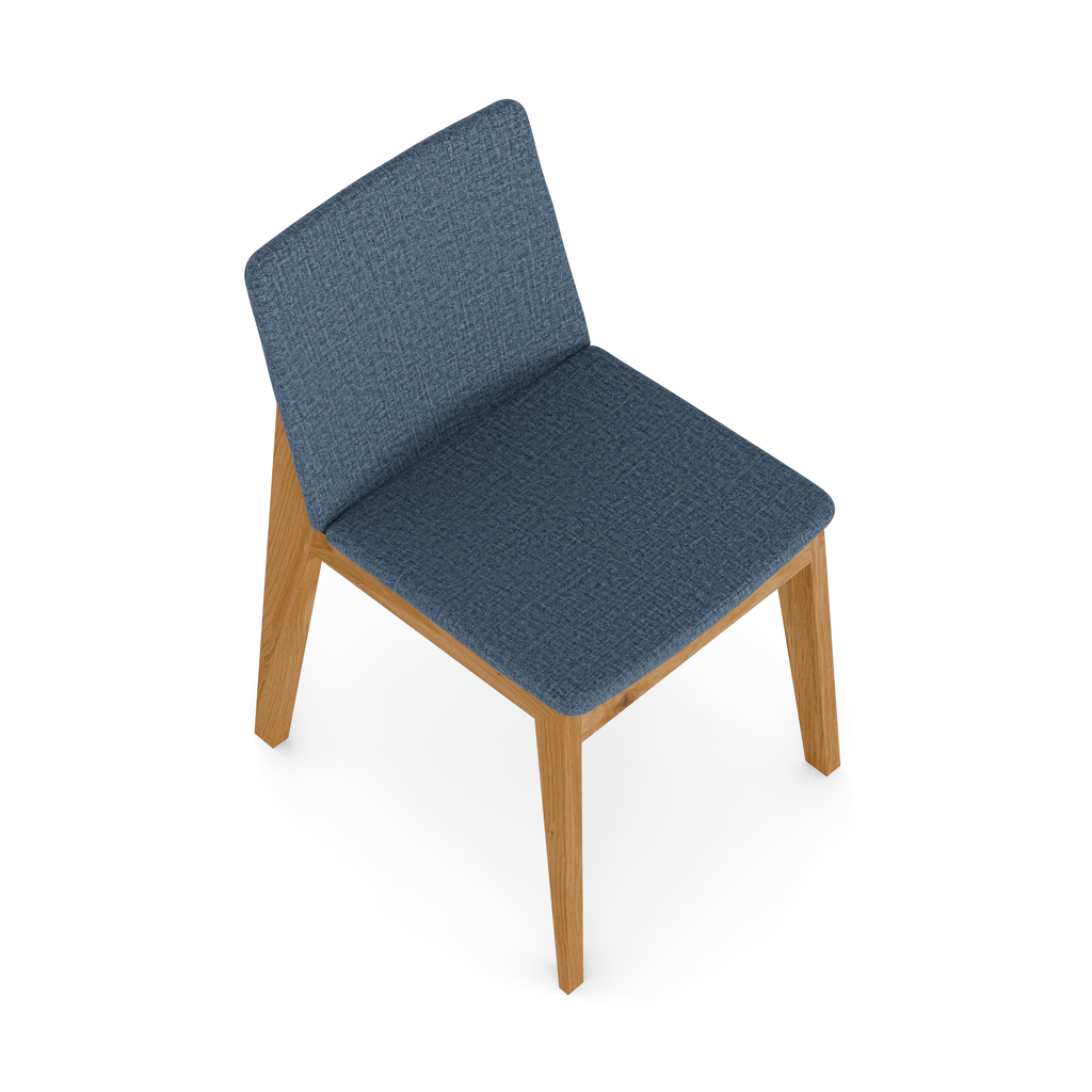 Side view – Natural Oak frame with deep grey cushion and soft curved back