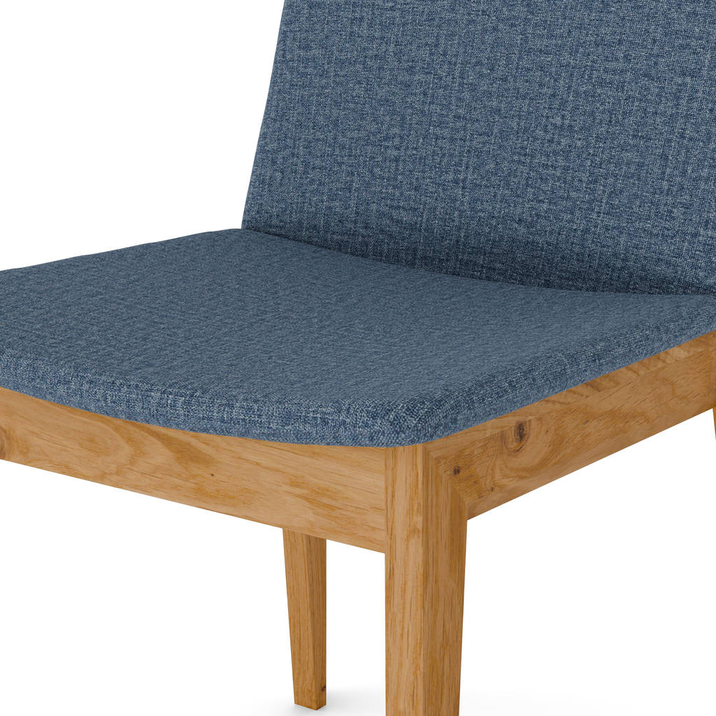 Macro detail – oak surface, dark grey fabric texture, and edge finish