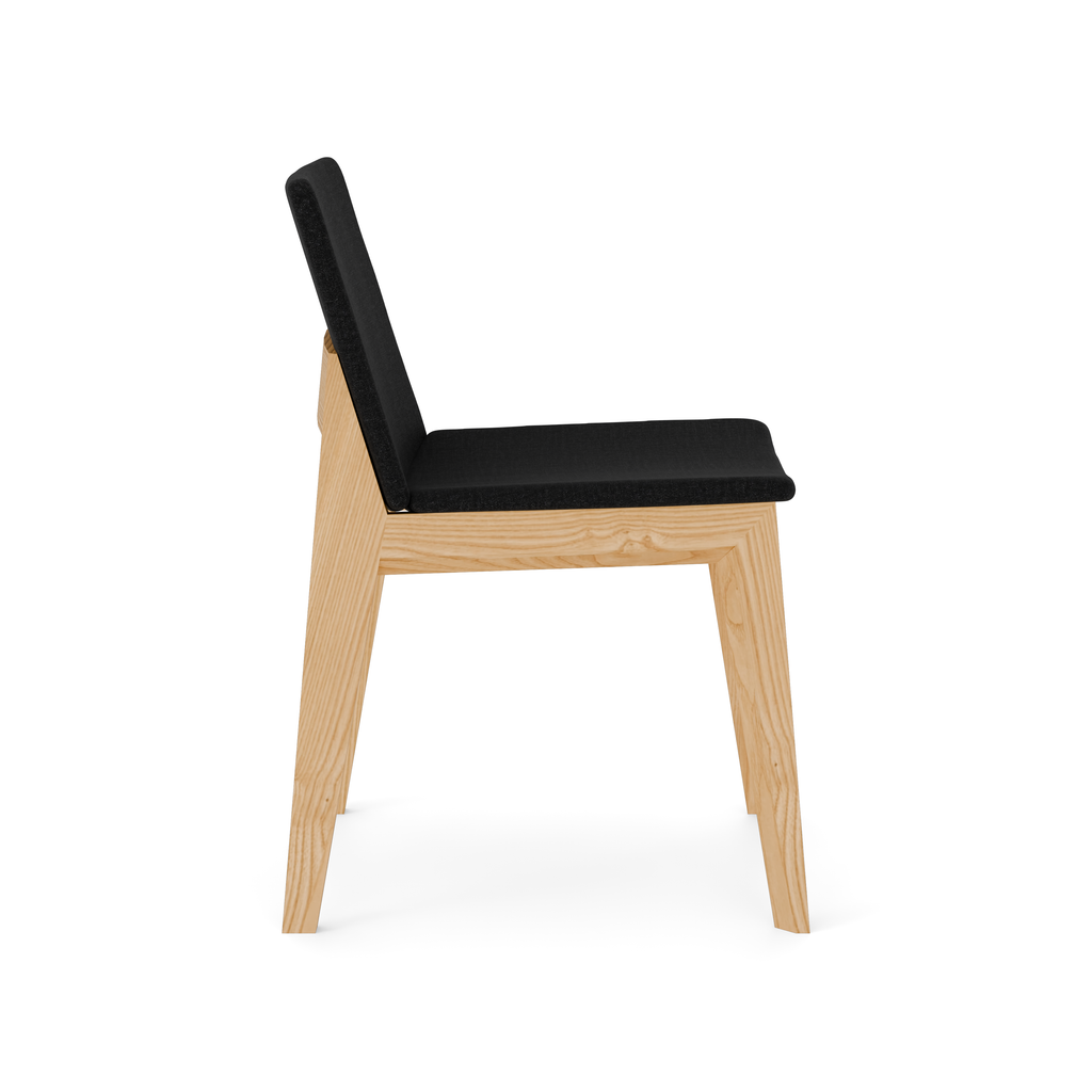 Light oak Harlton Chair with dark grey cushion – side perspective