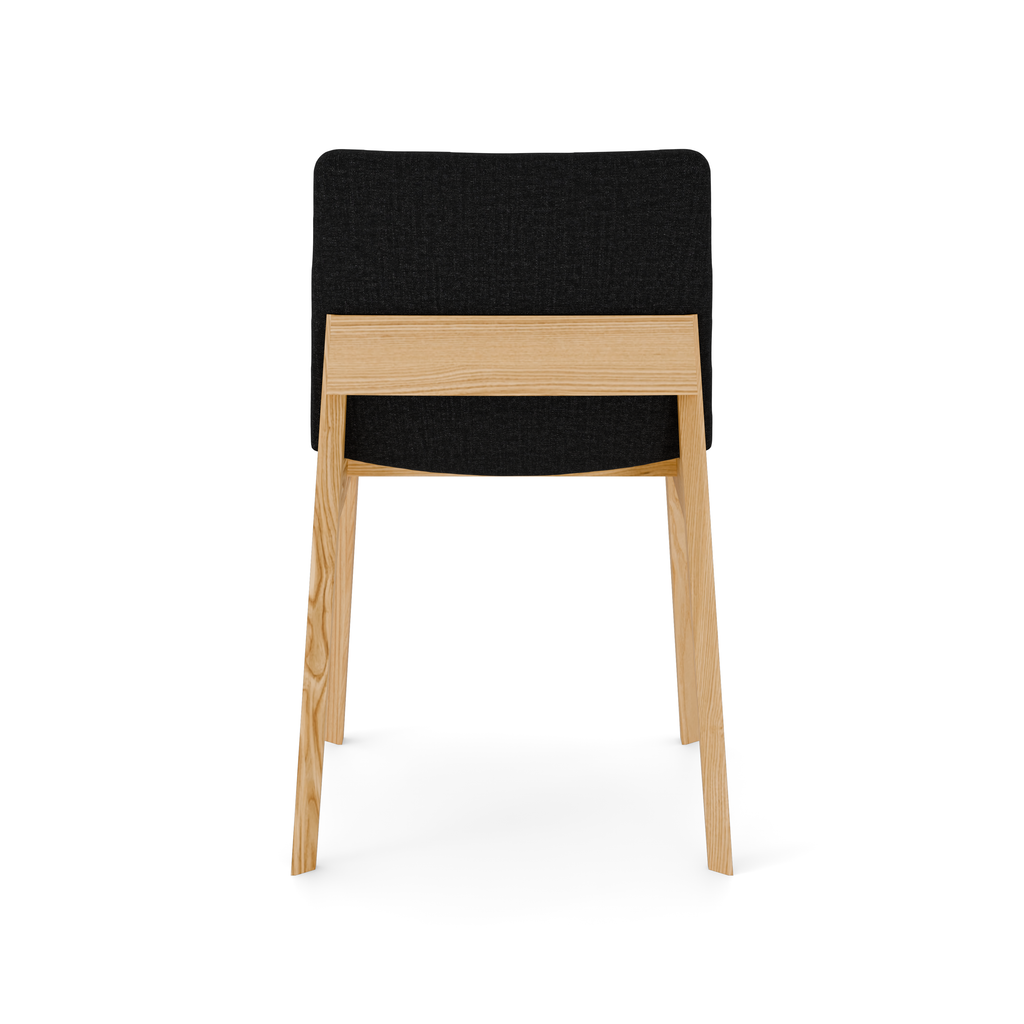 Rear view – Olive Ash chair with dark grey seat and round frame