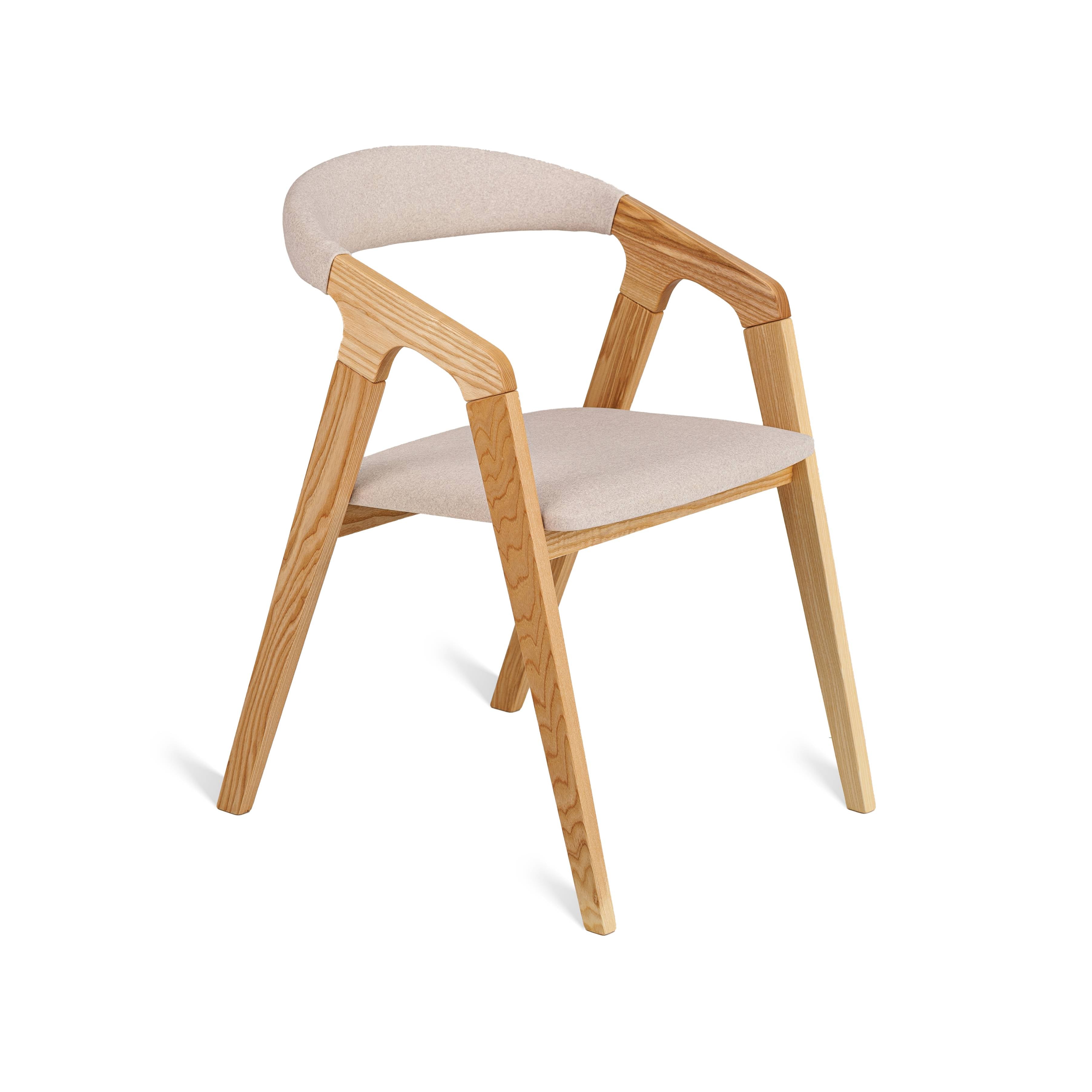 Bridge Dining Chair in Olive Ash with beige fabric seat
