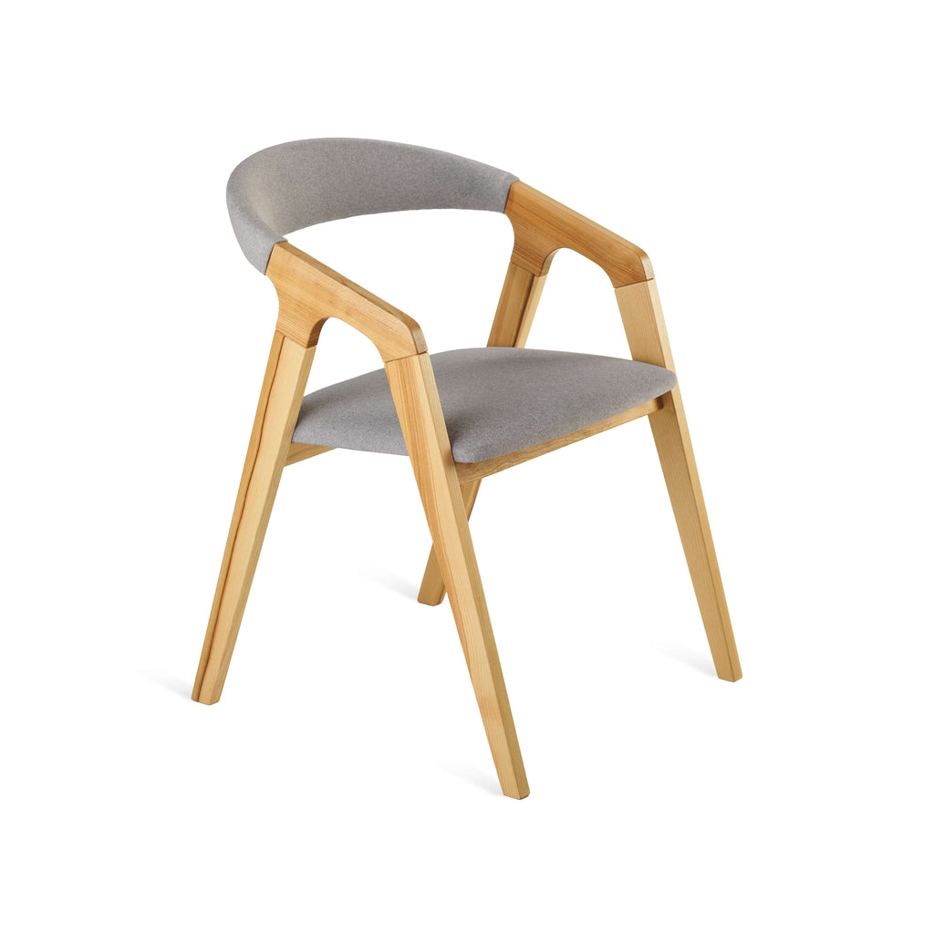 Bridge Dining Chair in Olive Ash with grey upholstery