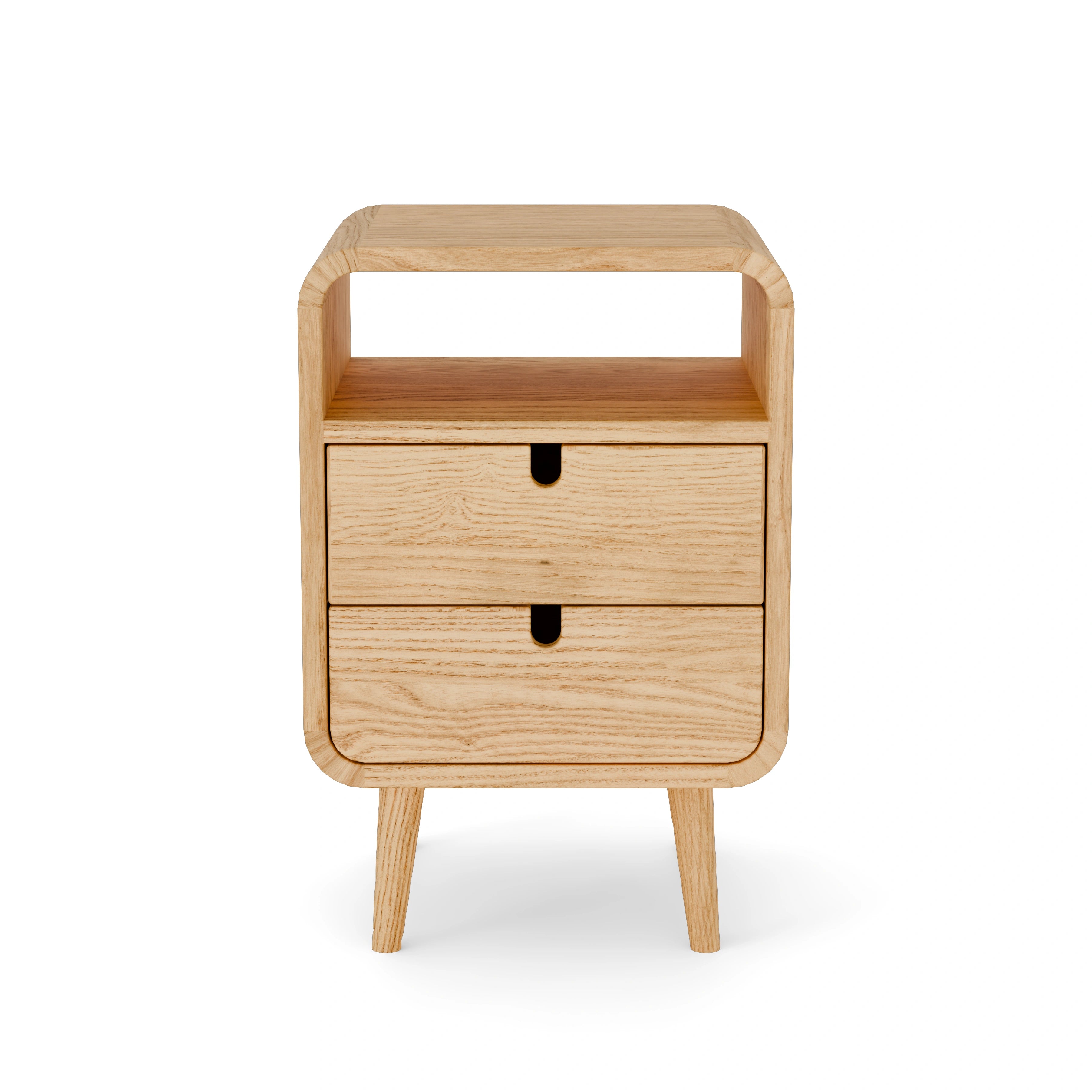 Orion 2 drawer open nightstand in Olive Ash (16") - Verdant Furniture